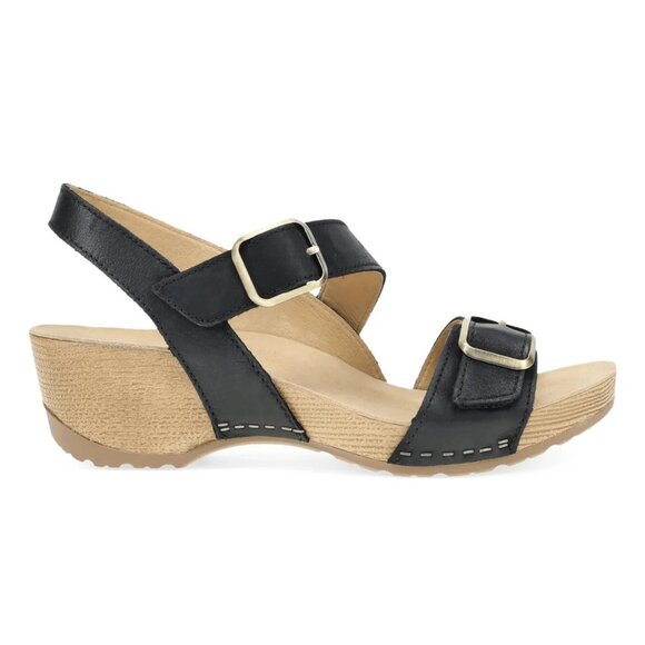 NEW DANSKO DANSKO Nubuck Leather Trinity Comfort wadge Sandals in black 925 5t3 - Picture 5 of 11